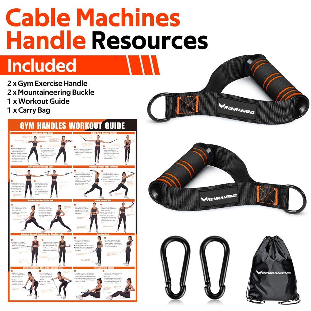Gym Exercise Handles, Replacement Handle Attachments for Cable Machine Pulleys