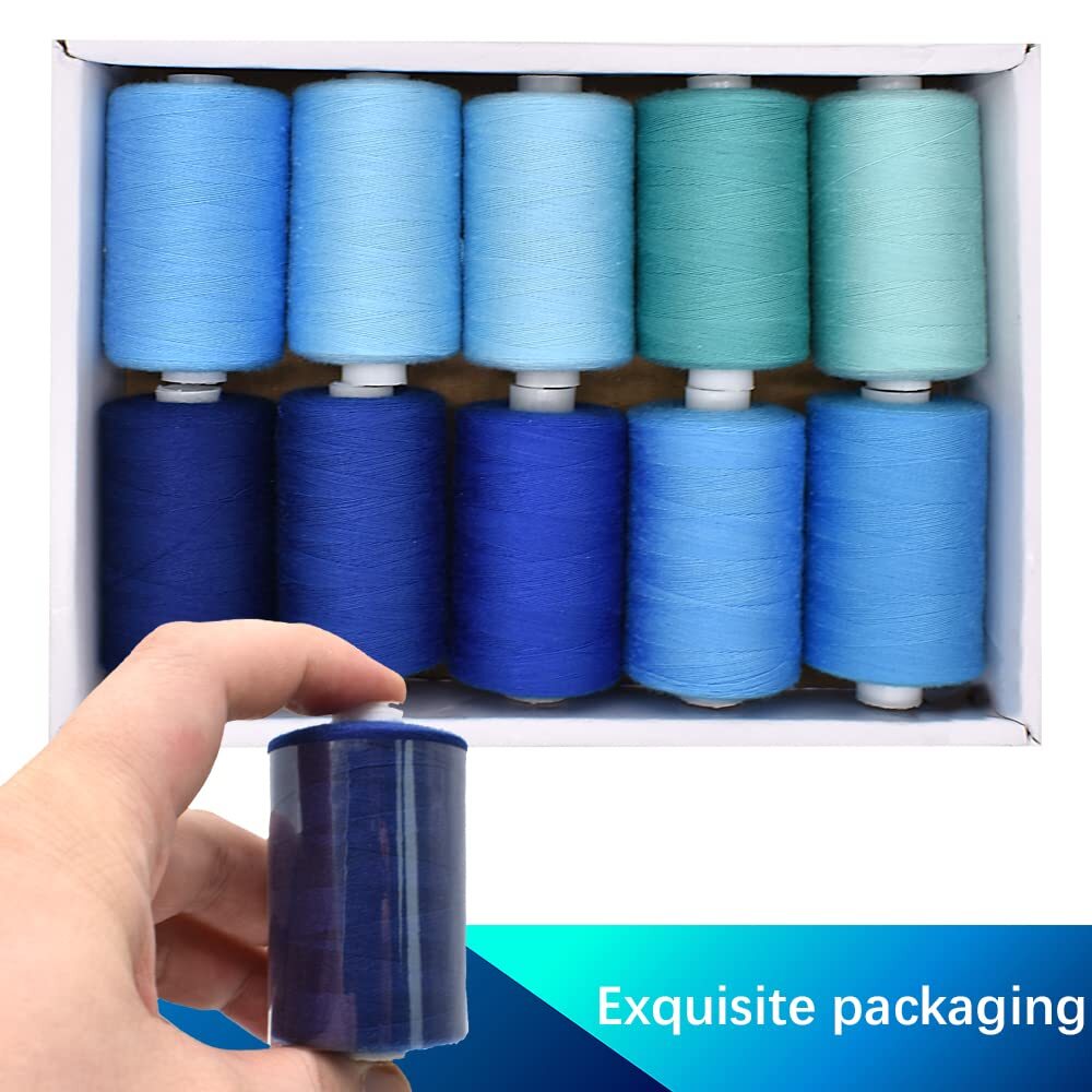 Sewing Thread Set 10 Colors 1000YD Spools Polyester for Sewing & Embroidery