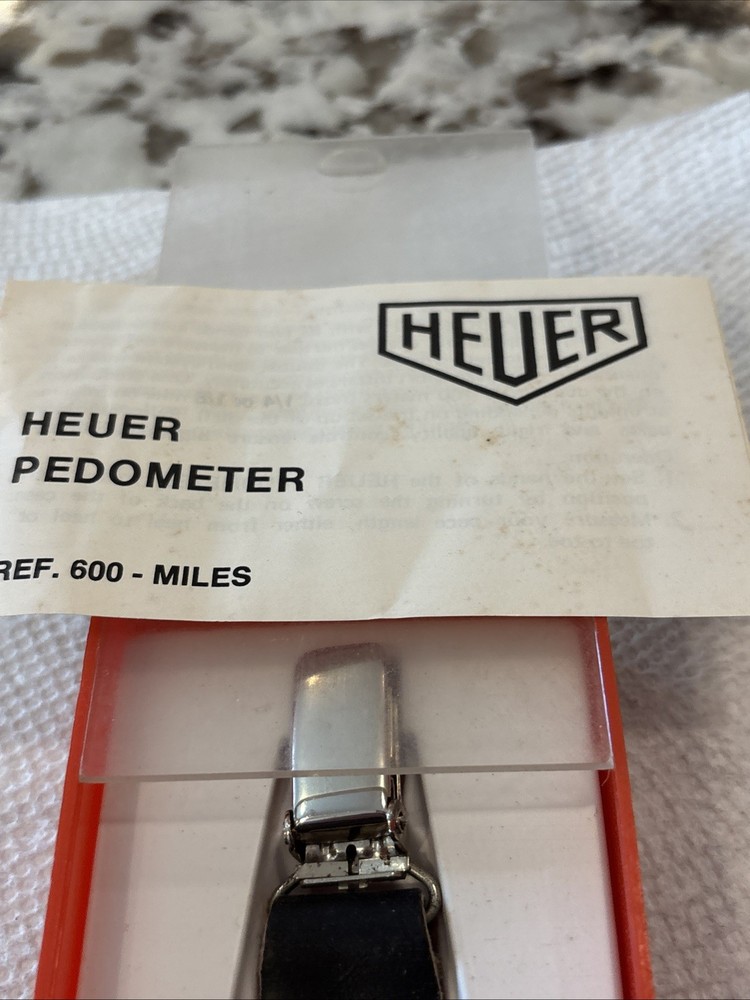 VINTAGE HEUER PEDOMETER REF. 600 MILES ORIGINAL BOX & INSTRUCTIONS