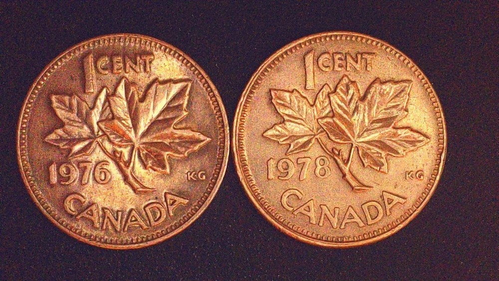 Canada 1976 +  1978 One Cent Coins Better Grade