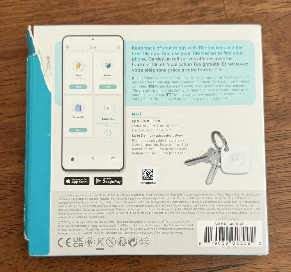 *Corporate Branded See Photos* experience.com Tile Mate Bluetooth Tracker White