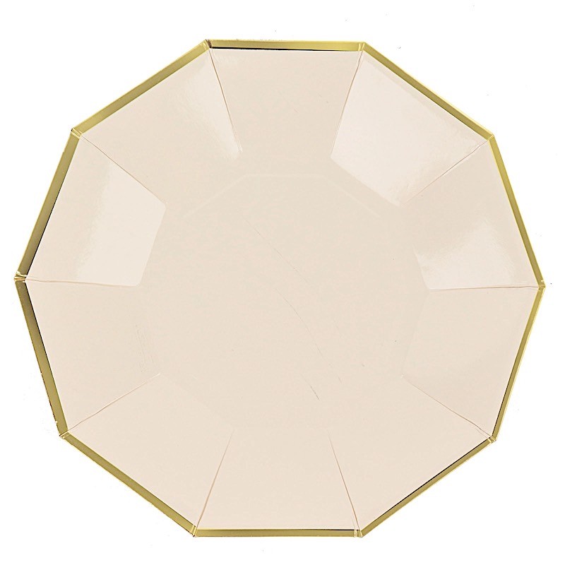 25 BEIGE 7" Decagon Salad Dinner Paper Plates Disposable Tableware