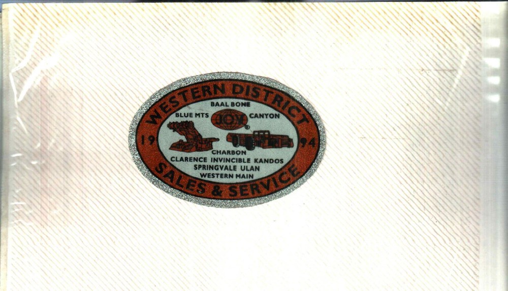 1 NICE  AUSTRALIA JOY COAL MINING STICKER # 673