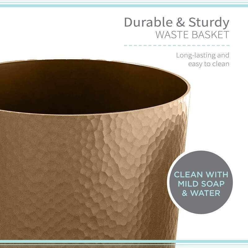 Compact Hammered Plastic Trash Can Set 4 Pack Wastebasket Bathroom Office Dorm