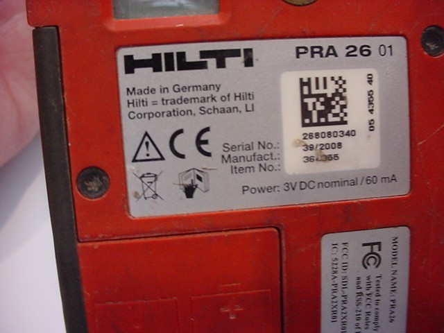NICE,WORKS HILTI PRA 26 Receiver Unit Remote Control Laser Receiver Level TESTED