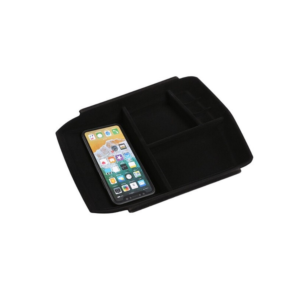For Cadi*llac XT5 Black ABS Central Control Bottom Storage Box Suede❥