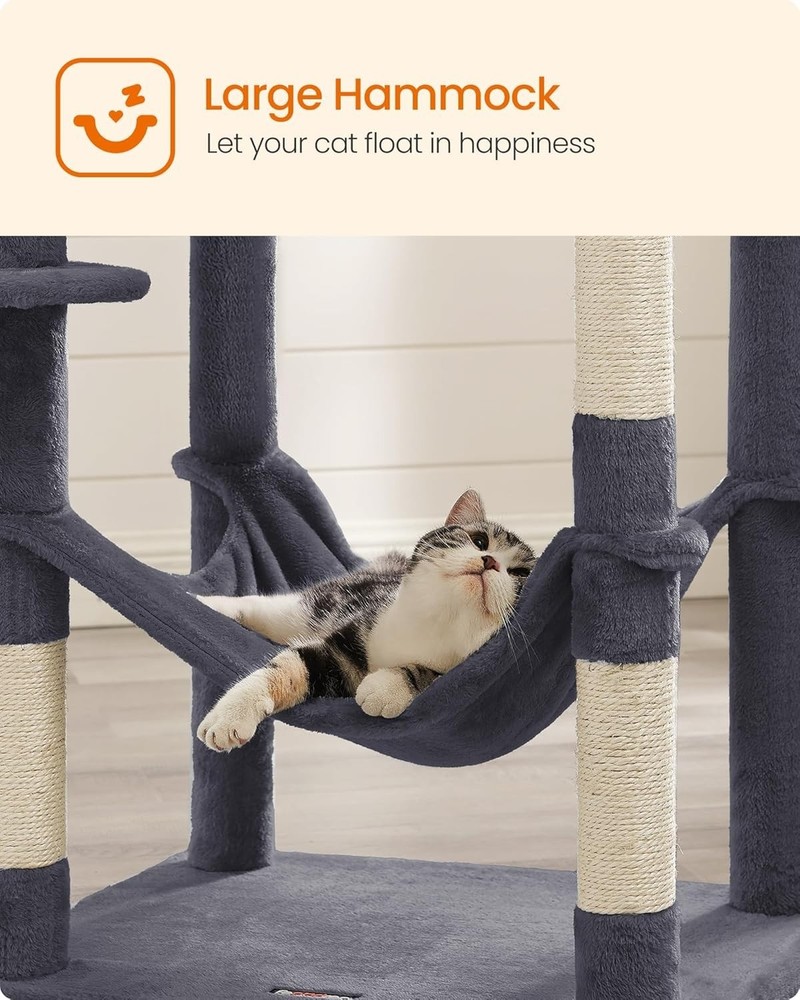Sturdy Multi-Level Cat Tree with Dual Perches and Scratching Posts - 73.2-Inch