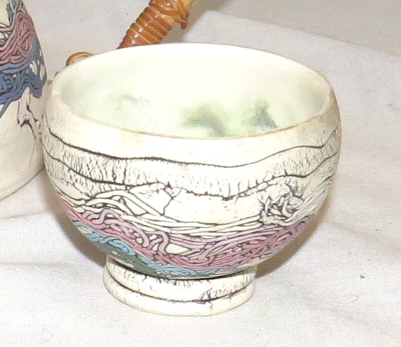 Romilla Batra Pottery Teapot & Two matching Cups