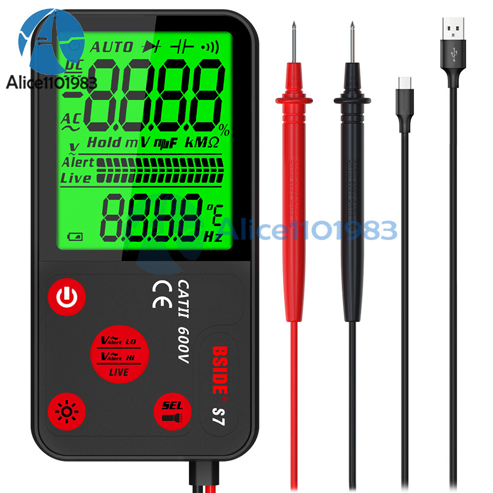 ADMS7 Portable Digital Smart Multimeter AC/DC Voltage Meter Tester 6000 Count