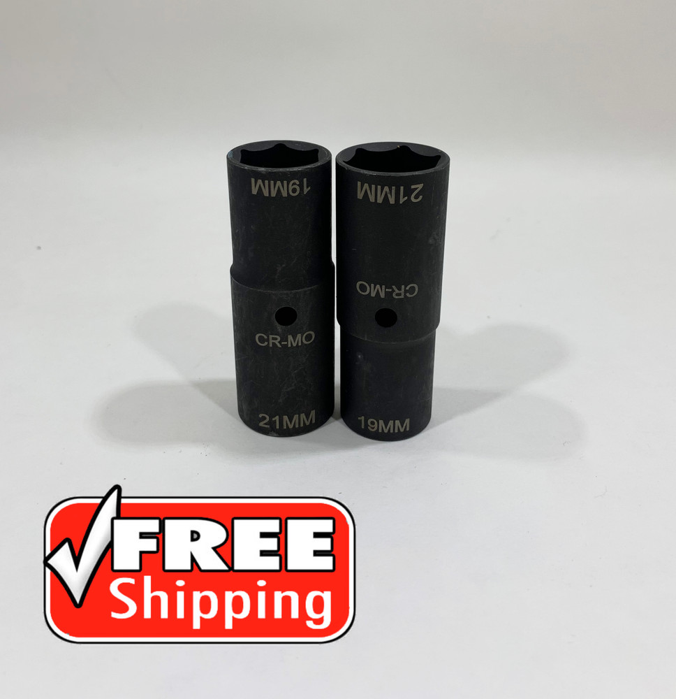 2 X Professional 1/2" Drive 19mm &  21mm Deep Thin Wall Flip Socket!!!!