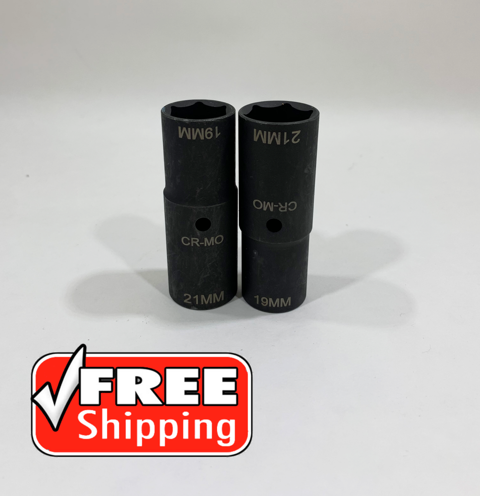 2 X Professional 1/2" Drive 19mm & 21mm Deep Thin Wall Flip Socket!!!!