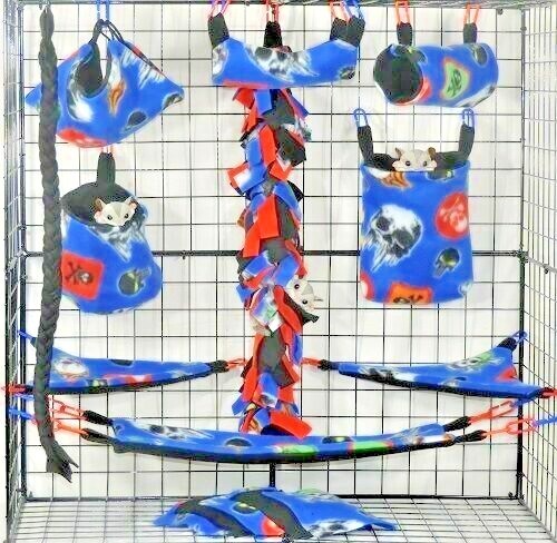 Danger Skull *15 PC Sugar Glider Cage set * Rat * double layer Fleece