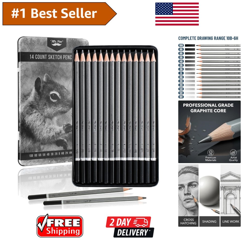 Durable 14-Count Graphite Sketch Pencils with Comfortable Grip & Medium Point