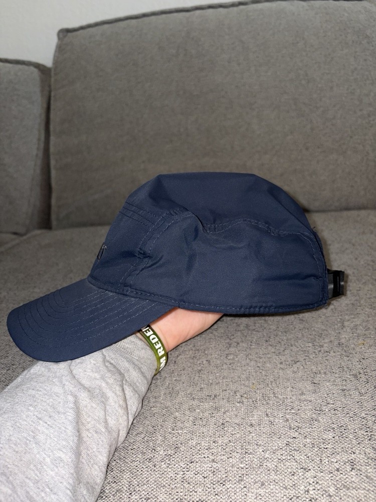 ASICS Blue Running Cap, Adjustable Microfiber Polyester, Logo Strap Workout Hat