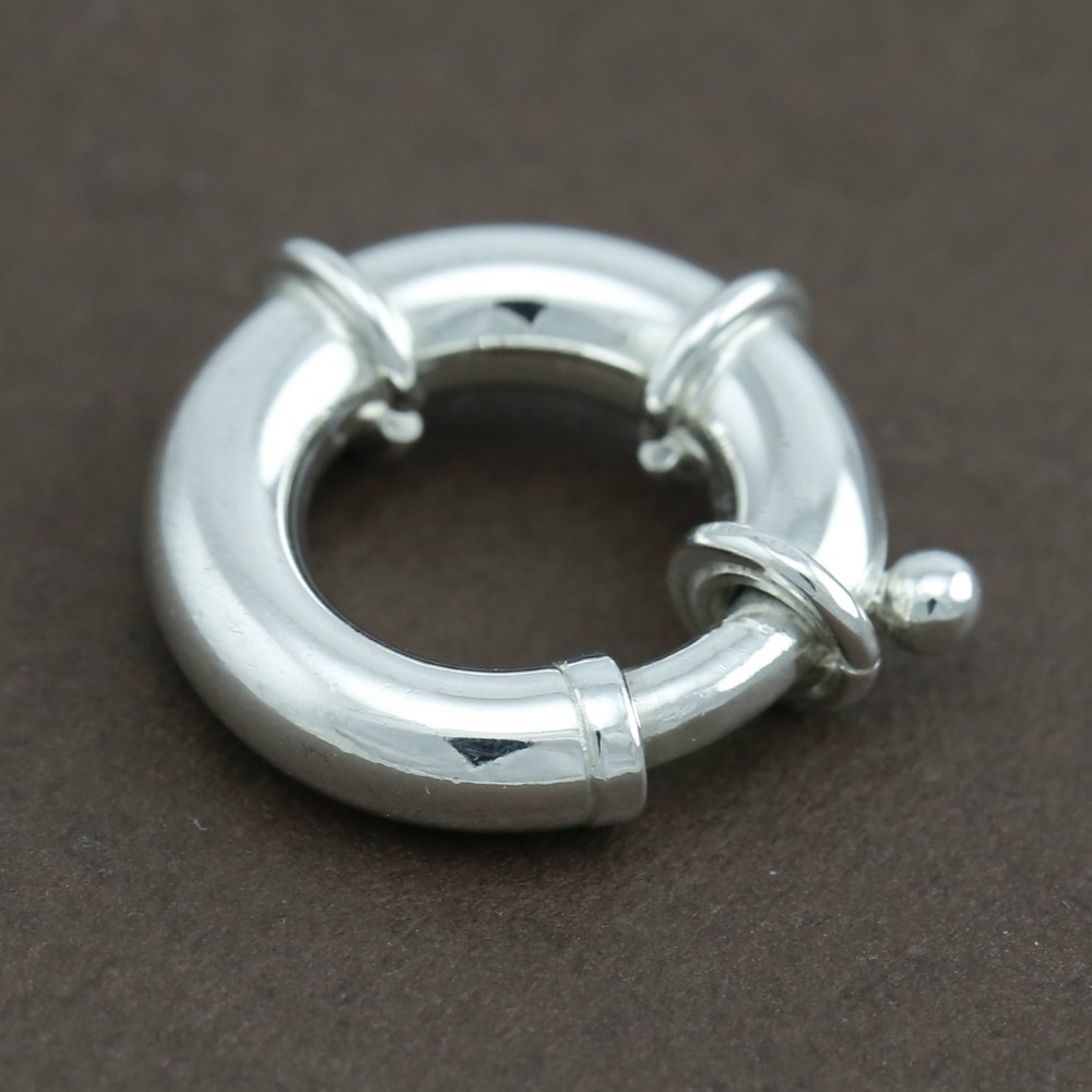 925 Solid Sterling Silver Large Bolt Ring 16mm Italy Made