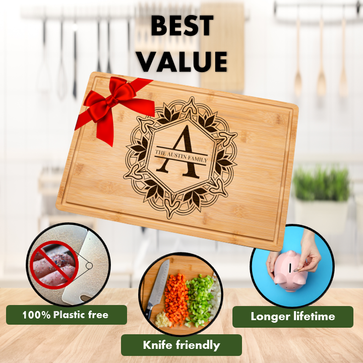 Custom Bamboo Cutting Board Personalized Charcuterie Board Engraved Wedding Gift