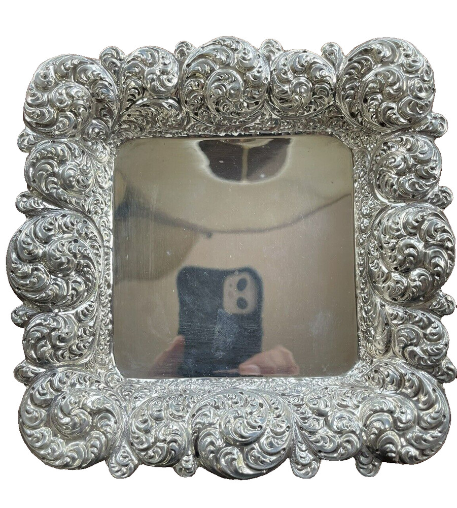 Vintage Sterling Silver Square Dish Repousse