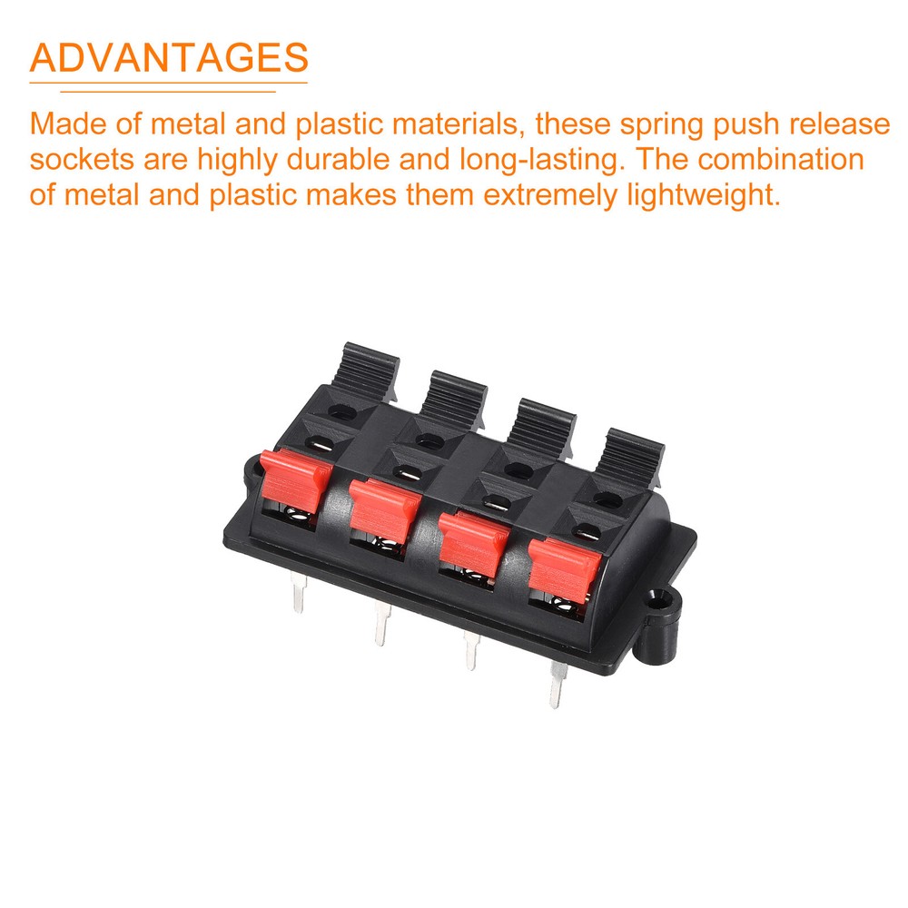 Spring Push Release Socket 2 Row 8 Position Speaker Terminal Connector 57.5mm