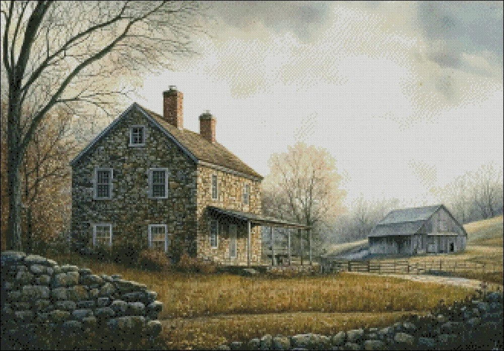 A Stonehouse Morning - Chart Counted Cross Stitch Patterns Needlework DMC Color