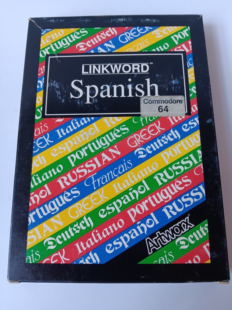 Commodore 64 Linkword Spanish Computer Software Tested/Works Artworx Box Damage