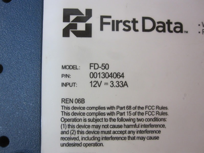 First Data FD-50 Credit Card Processing Terminal - No Power Adapter
