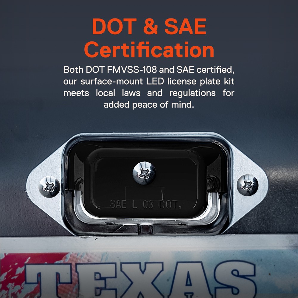 Black 12V DC Surface-Mount DOT LED License Plate Light for Trailer UTV ATV Truck