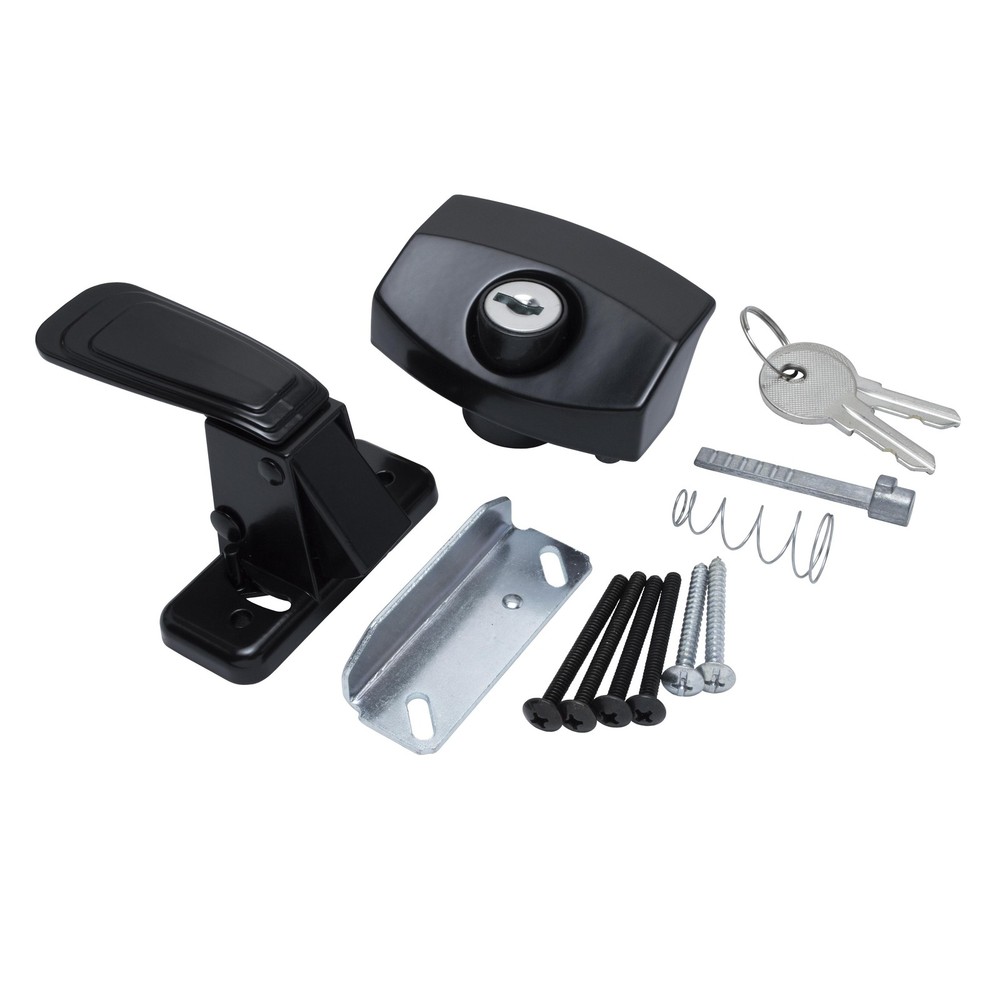 Global Link Keyed Door Lock for Pop-Up Campers, Aluminum, Black