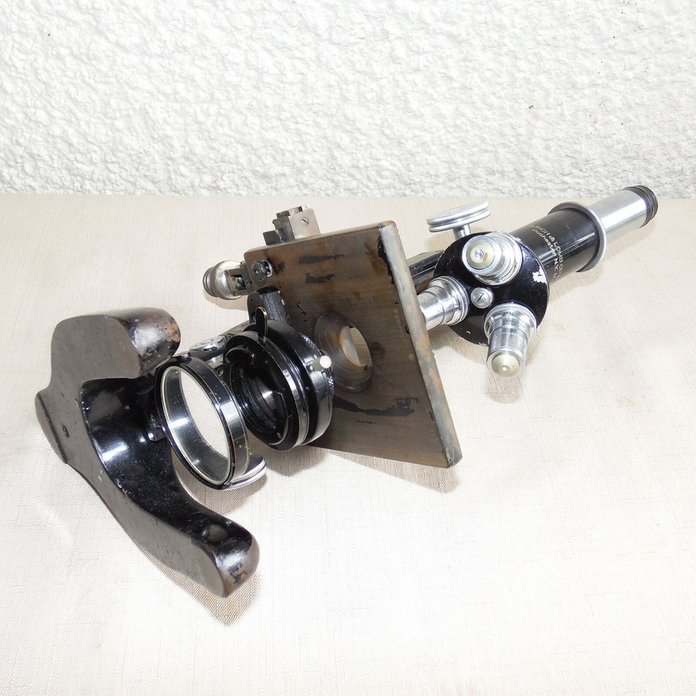 ANTIQUE BAUSCH & LOMB ROCHESTER NY MICROSCOPE CAST IRON FRAME