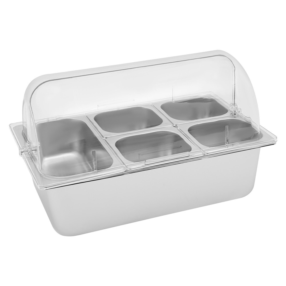 Serving Container Stainless Steel Food Serving Container w/Lid 5 Compartments