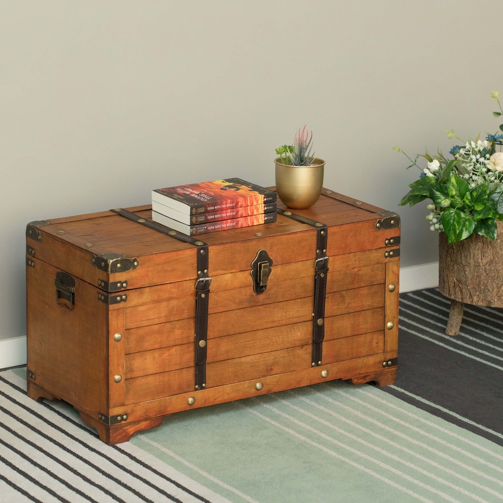 New Rustic Large Wooden Storage Trunk with Lockable Latch