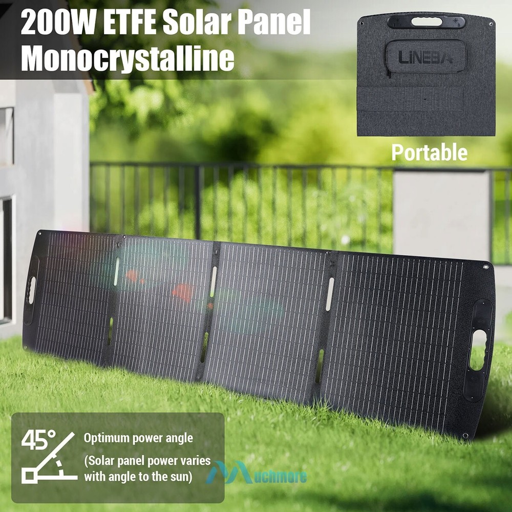 200W Portable Foldable Solar Panel Kit USB/USB-C/DC Camper Backup Power Station