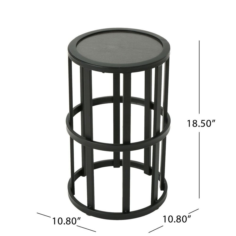Truda Outdoor 11 Inch Grey Finish Ceramic Tile Side Table