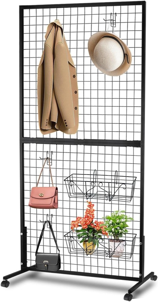 3'×6' Double-Layer Grid Panels for Display, Movable Gridwall Panels Tower