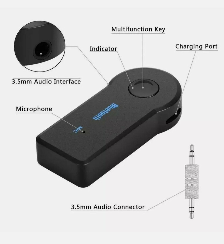 Wireless bluetooth car receiver audio aux adapter