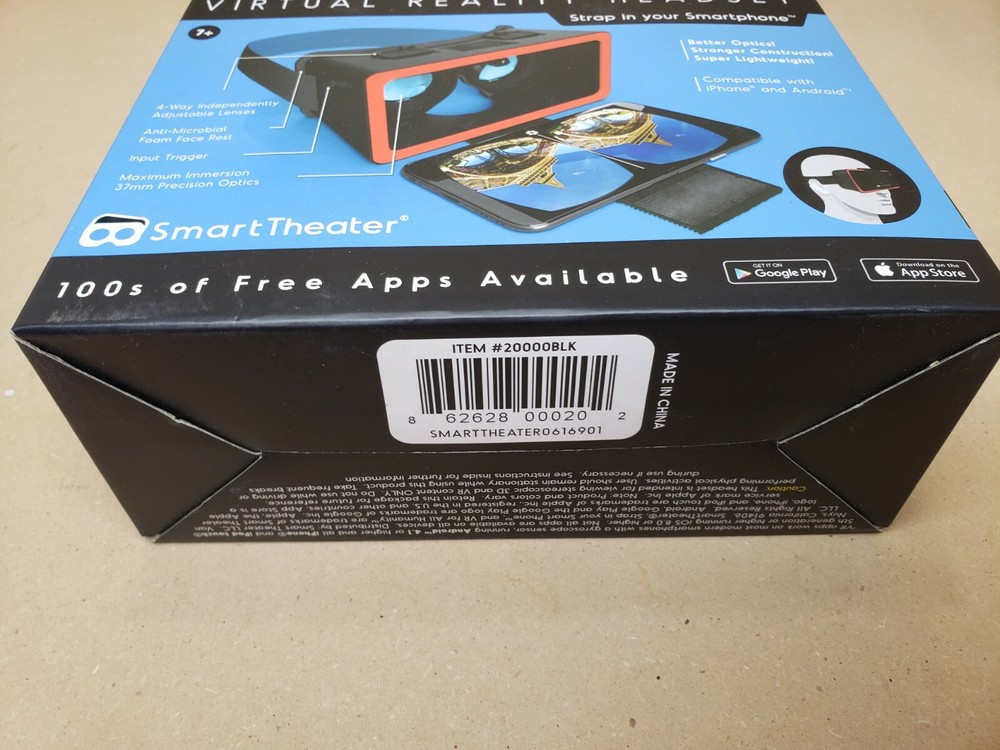 Smart Theater Virtual Reality Headset Black Strap iPhone Android Smartphone New