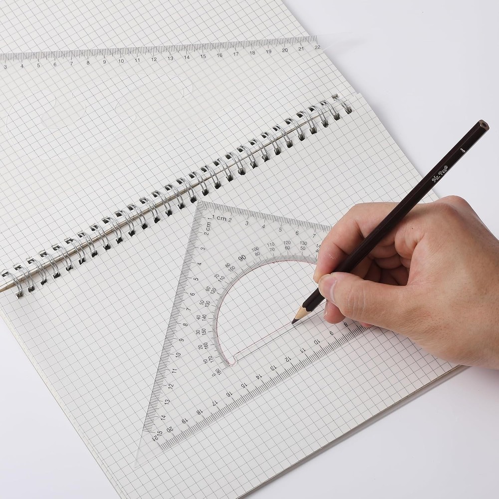 Versatile Drawing Ruler Set: 2 Triangular Rulers with Protractor for Precision