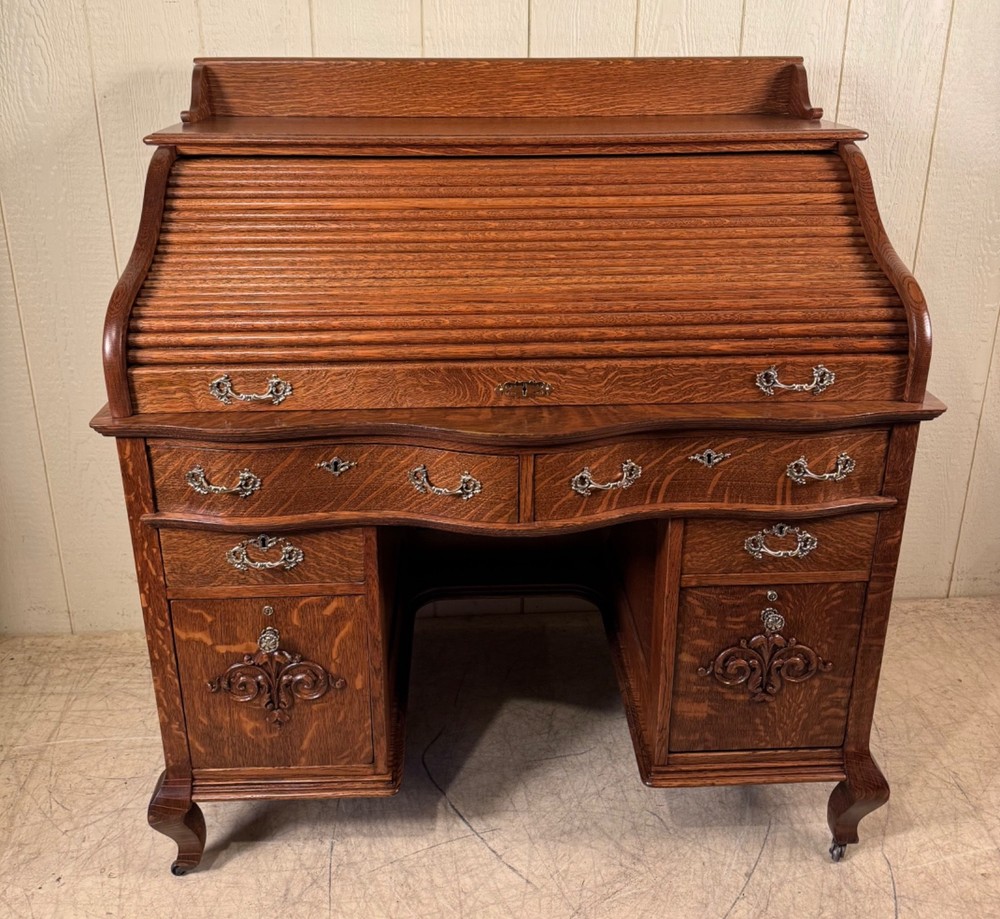 Antique Oak Macey's Roll Top Desk
