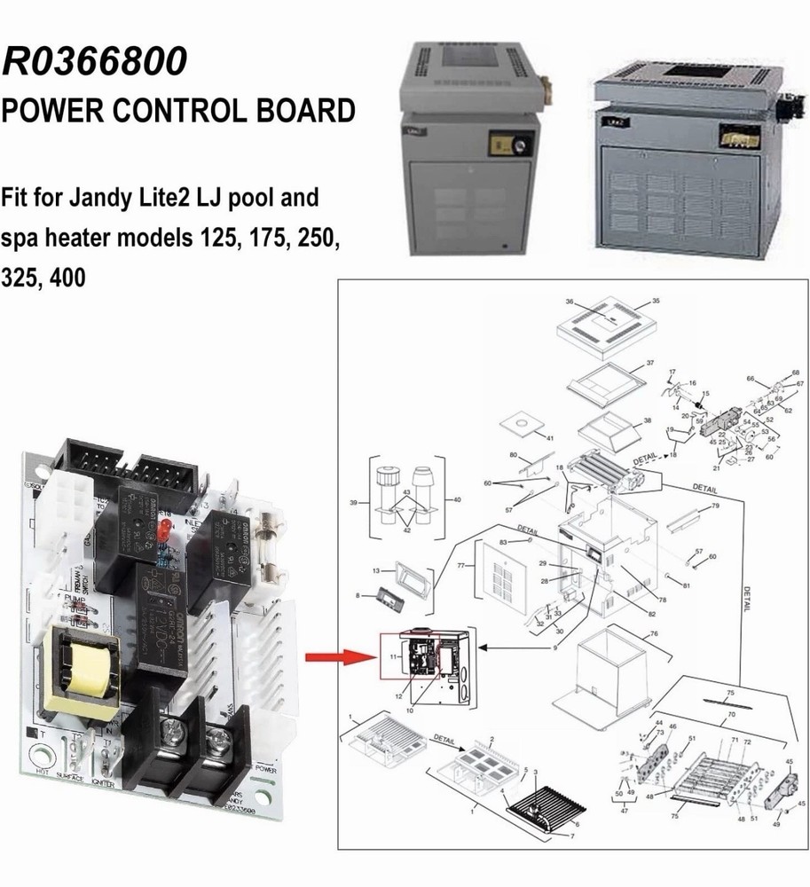 Jandy Lite2 LJ Pool & Spa Heater Control Board R0366800 Advanced Temp Control