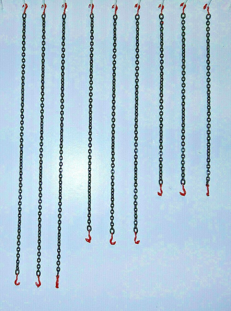 Trailer Equipment Tie Down Chains w/ Red Clevis Hooks 1/87th
