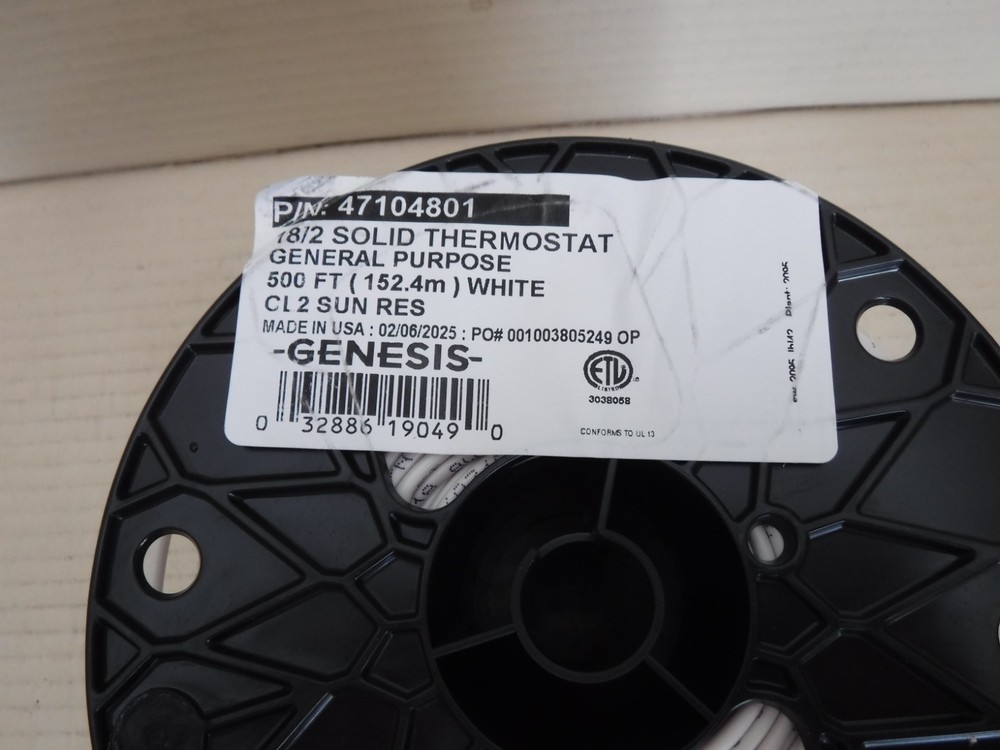 Genesis Cable (Honeywell) 47104801, White, 500 FT, 18/2 Solid (NEW)