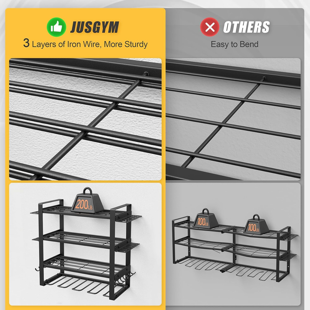 4 Tier Wall Mount Power Tool Organizer Rack with 8 Drill Holders