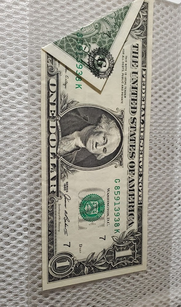 Printed Fold Error 1985 $1 FRN Error Note Nice Crisp Fold Over Error Note AU/UNC