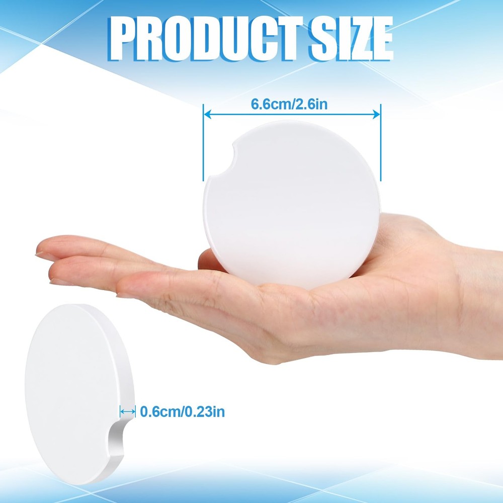 48 PCS Sublimation Ceramic Car Coasters Blanks, Absorbent Ceramic Sublimation...