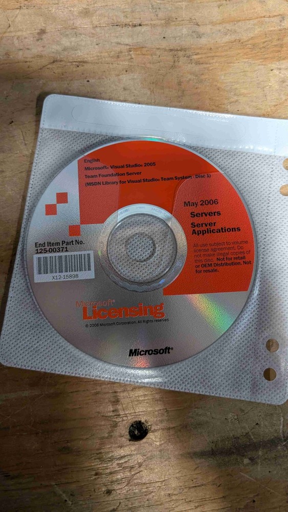 Microsoft Visual Studio 2005 Team Foundation Server MSDN Library Disc 1 DVD May