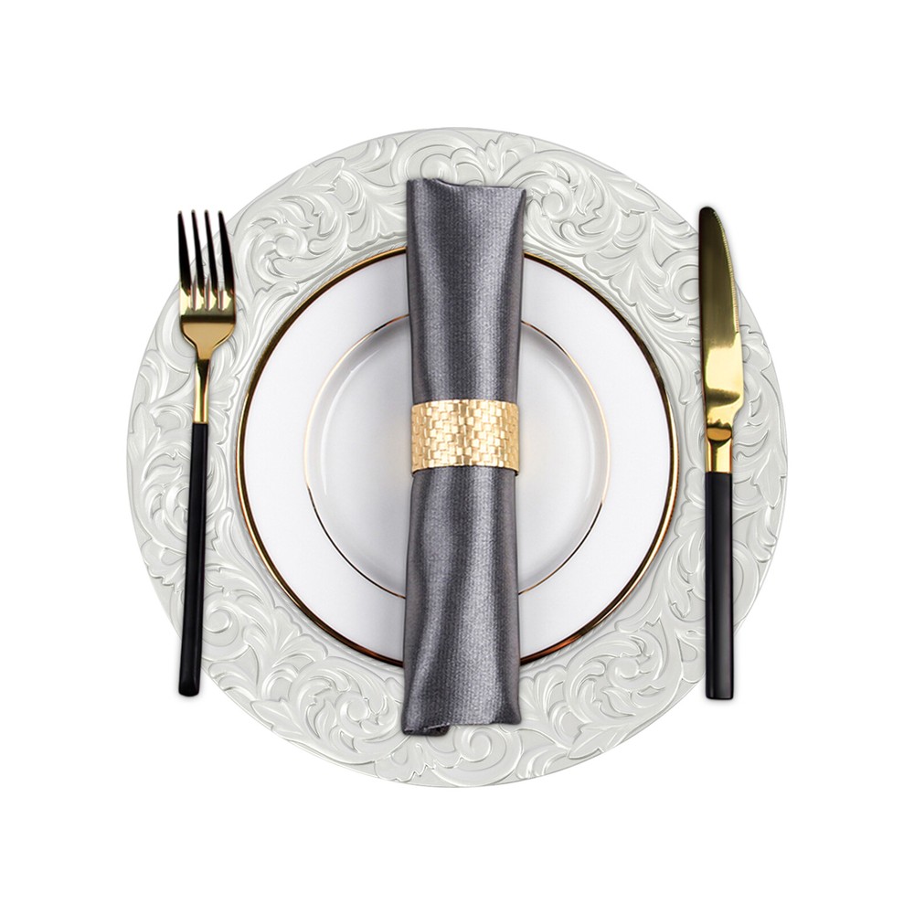 150pcs Silver Round Plates Set, Elegant Design, Reusable for Events