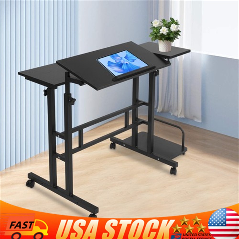 Mobile Standing Desk Foldable Computer Desk Adjustable Hight for Home Office