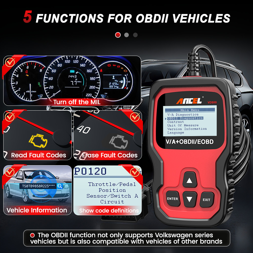 ANCEL Car ABS SRS Code Reader OBD2 Scanner All Systems Diagnostic Tool EPB Oil