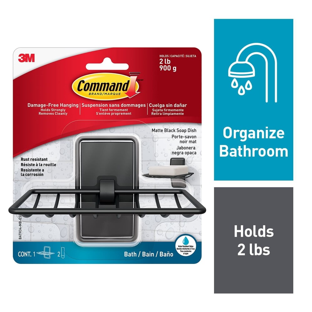 Bath Soap Dish Matte Black Bathroom Organization Rust Resistant