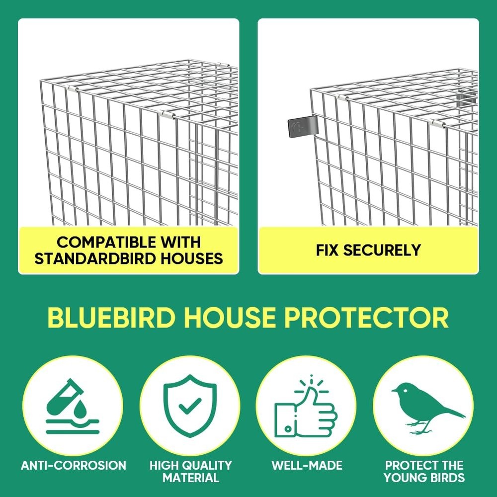 2 PCS Bluebird House Predator Guards Metal Mesh Hole Protector Square