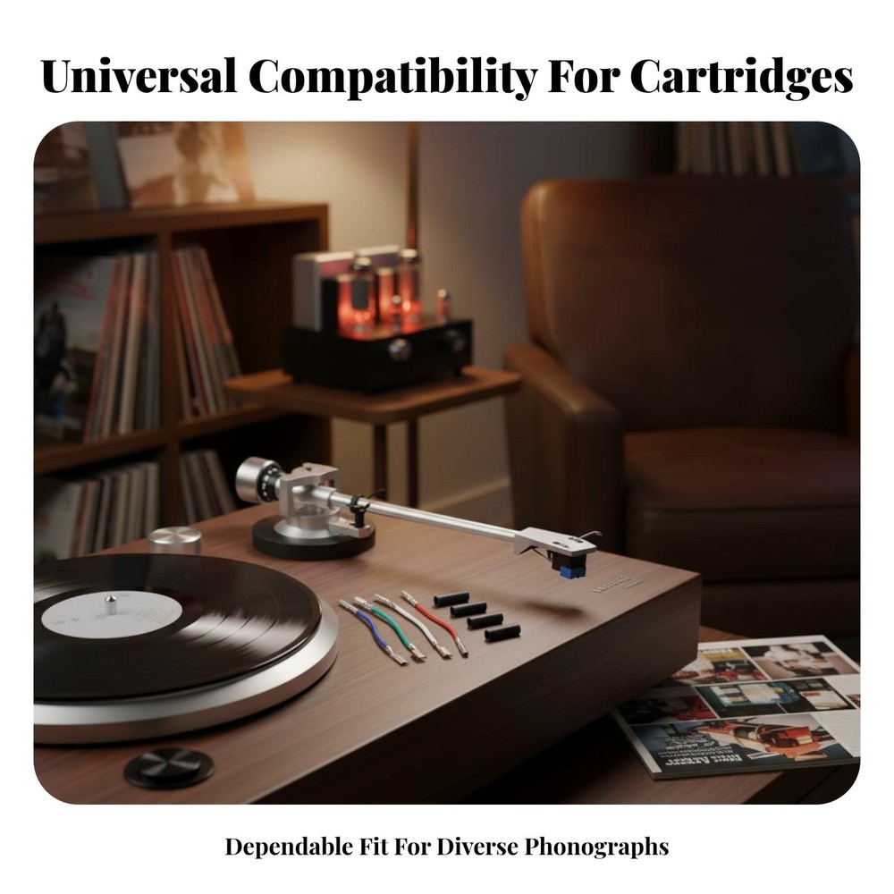 4 Pieces Turntable Headshell Leads Color Coded Turntable Phono Headshell Wires